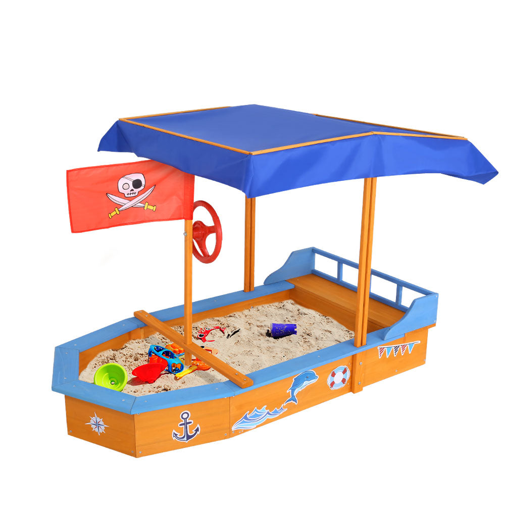 Keezi Boat-Shaped Canopy Sand Pit