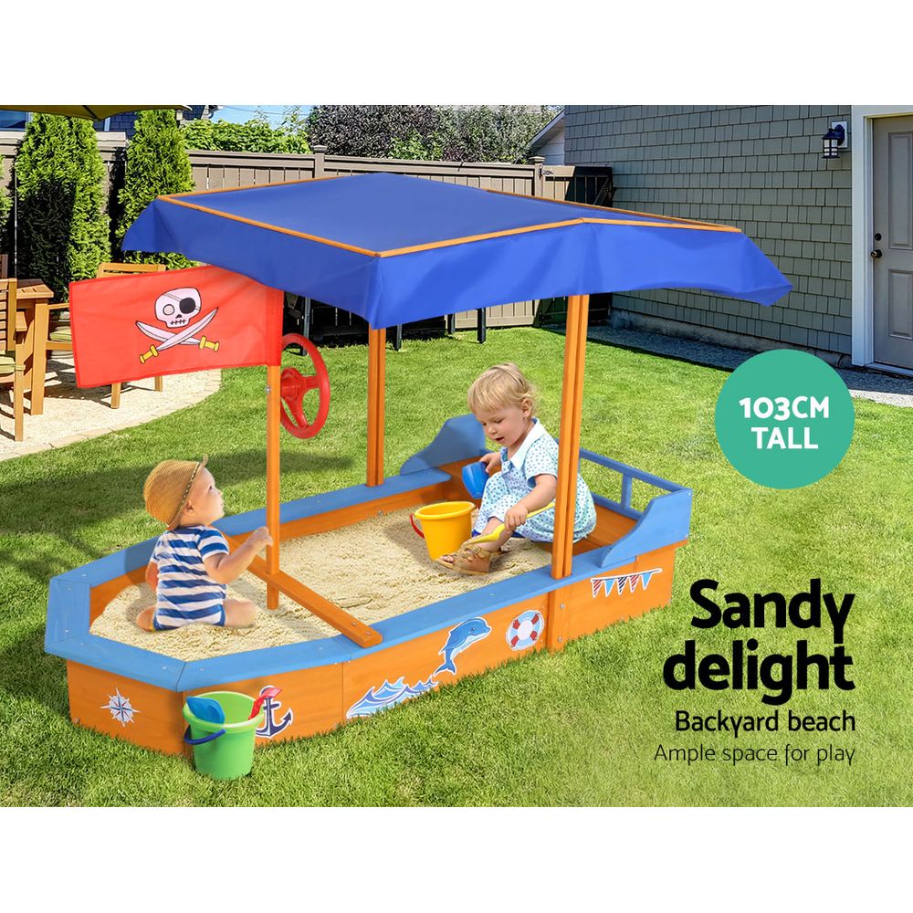 Keezi Boat-Shaped Canopy Sand Pit