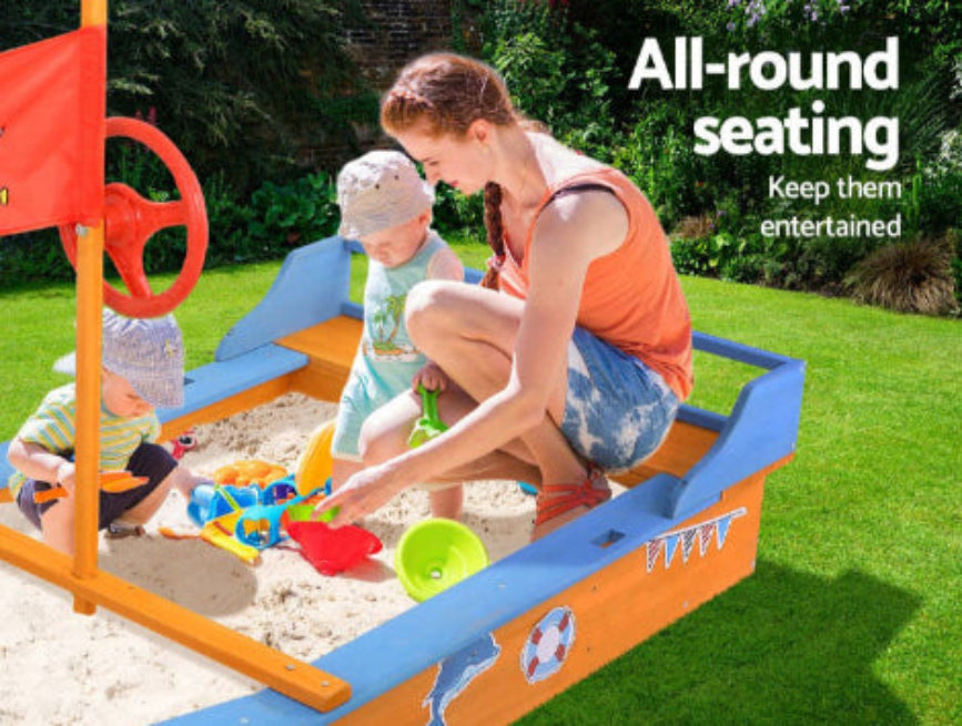 Keezi Boat-Shaped Canopy Sand Pit