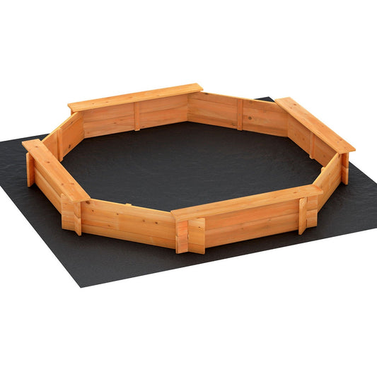 Keezi Kids Sandpit Wooden Round Sand Pit with Cover & Bench Seat – 182cm