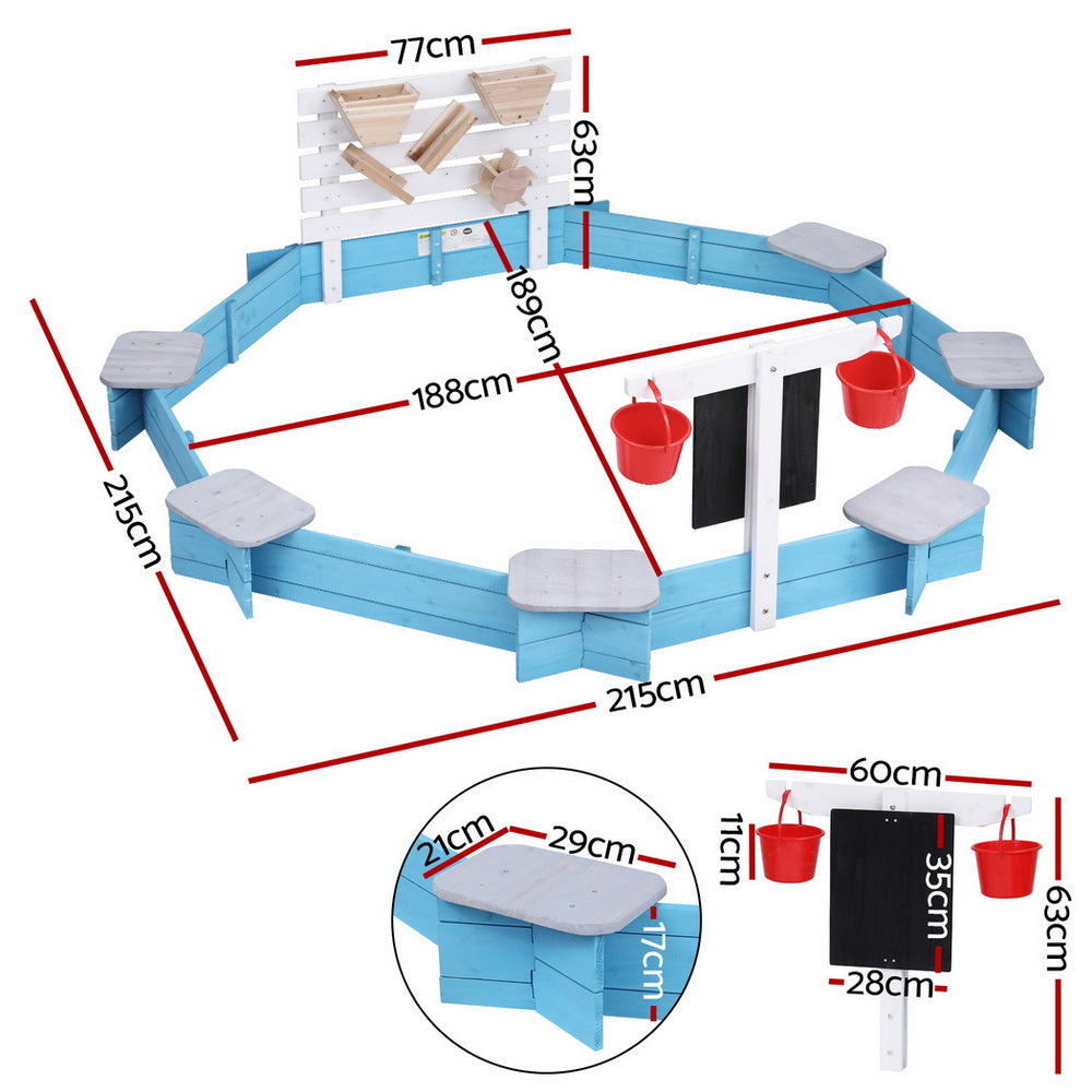 Keezi Kid Sandpit with Funnel, Buckets & Drawing Board