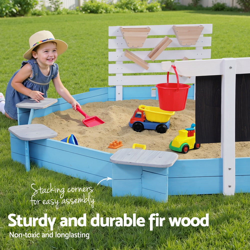 Keezi Kid Sandpit with Funnel, Buckets & Drawing Board