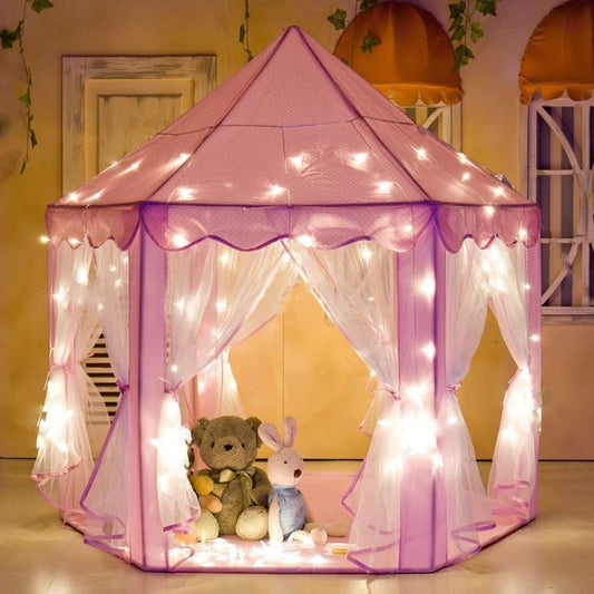 Princess Indoor Playhouse Tent with Mat & Carry Bag – Pink