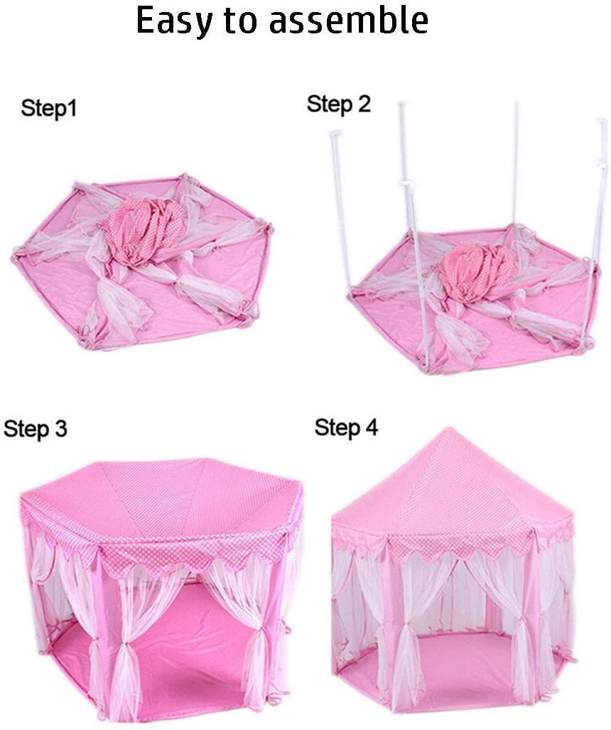 Princess Indoor Playhouse Tent with Mat & Carry Bag – Pink