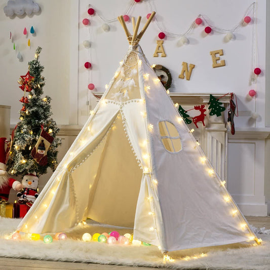 5 Poles Giant Kids Teepee Tent – Natural Canvas