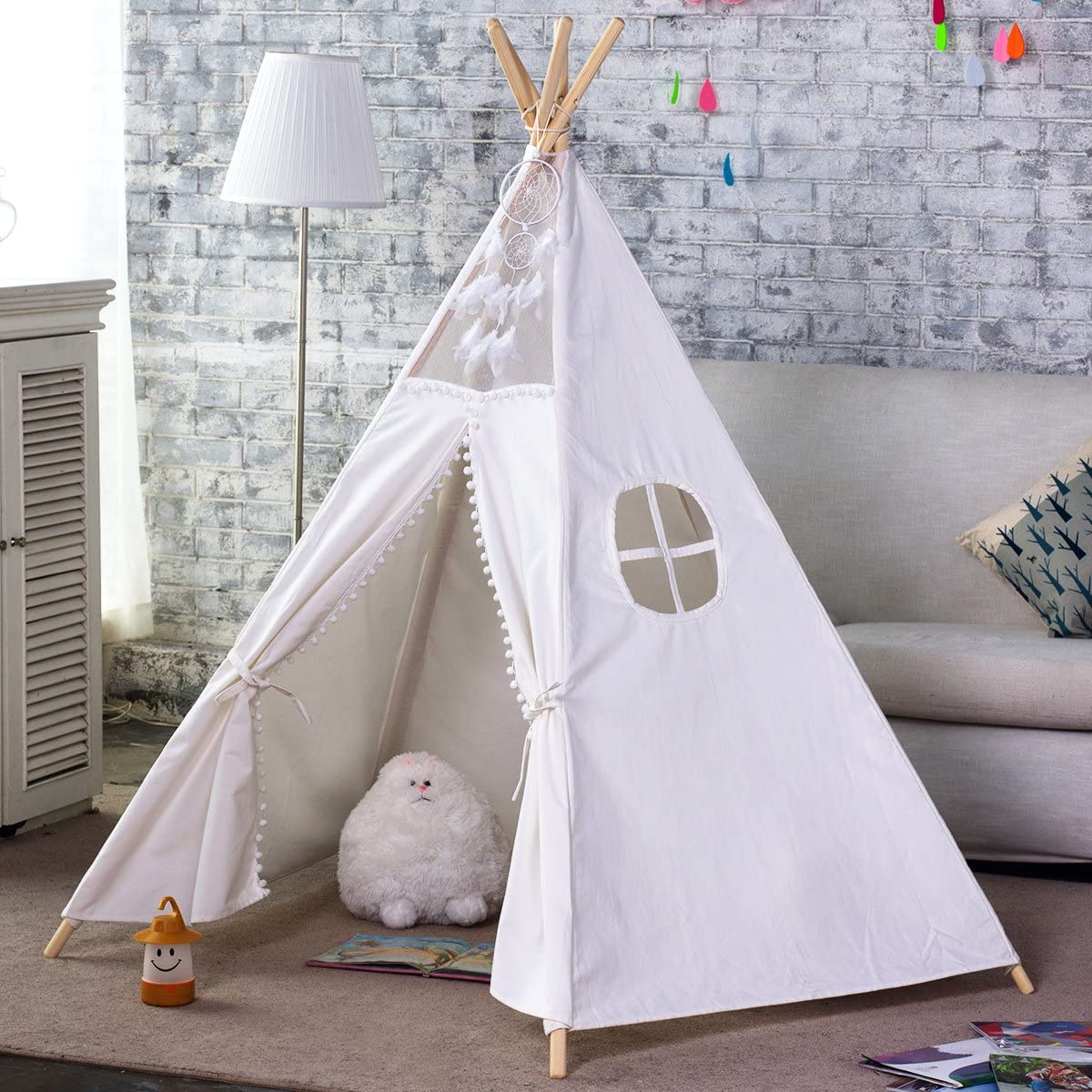 5 Poles Giant Kids Teepee Tent – Natural Canvas