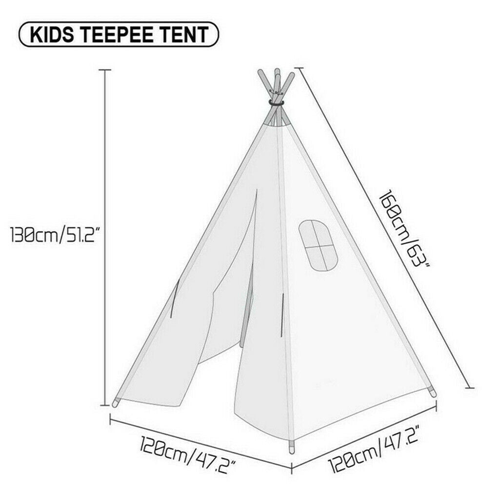 Kids Teepee Tent – Black & White Stripe Linen & Wood Playhouse