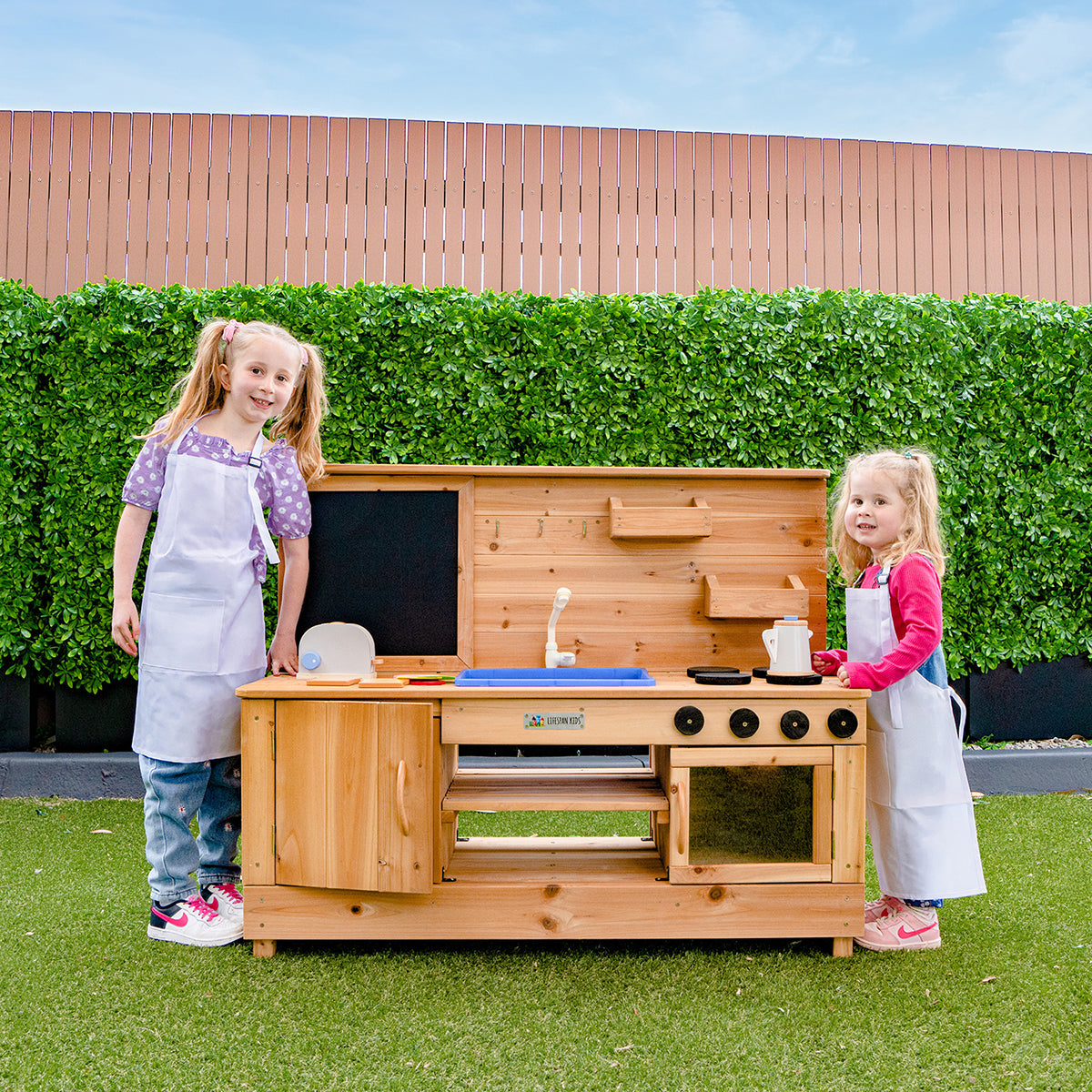 Roma Outdoor Wooden Play Kitchen – Pretend BBQ Fun for Kids