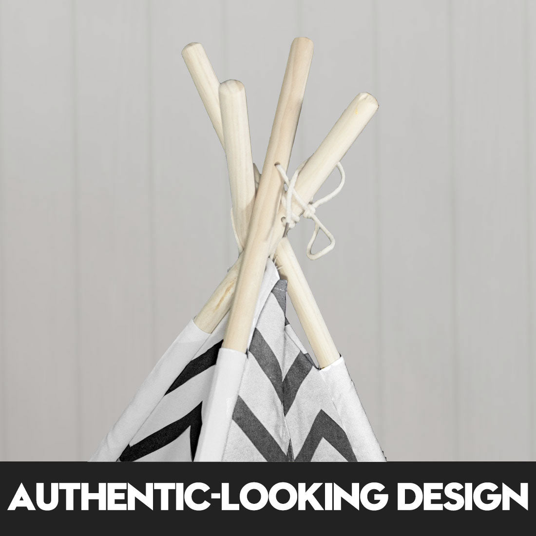 Kids Teepee Play Tent with Floor Mat – Black