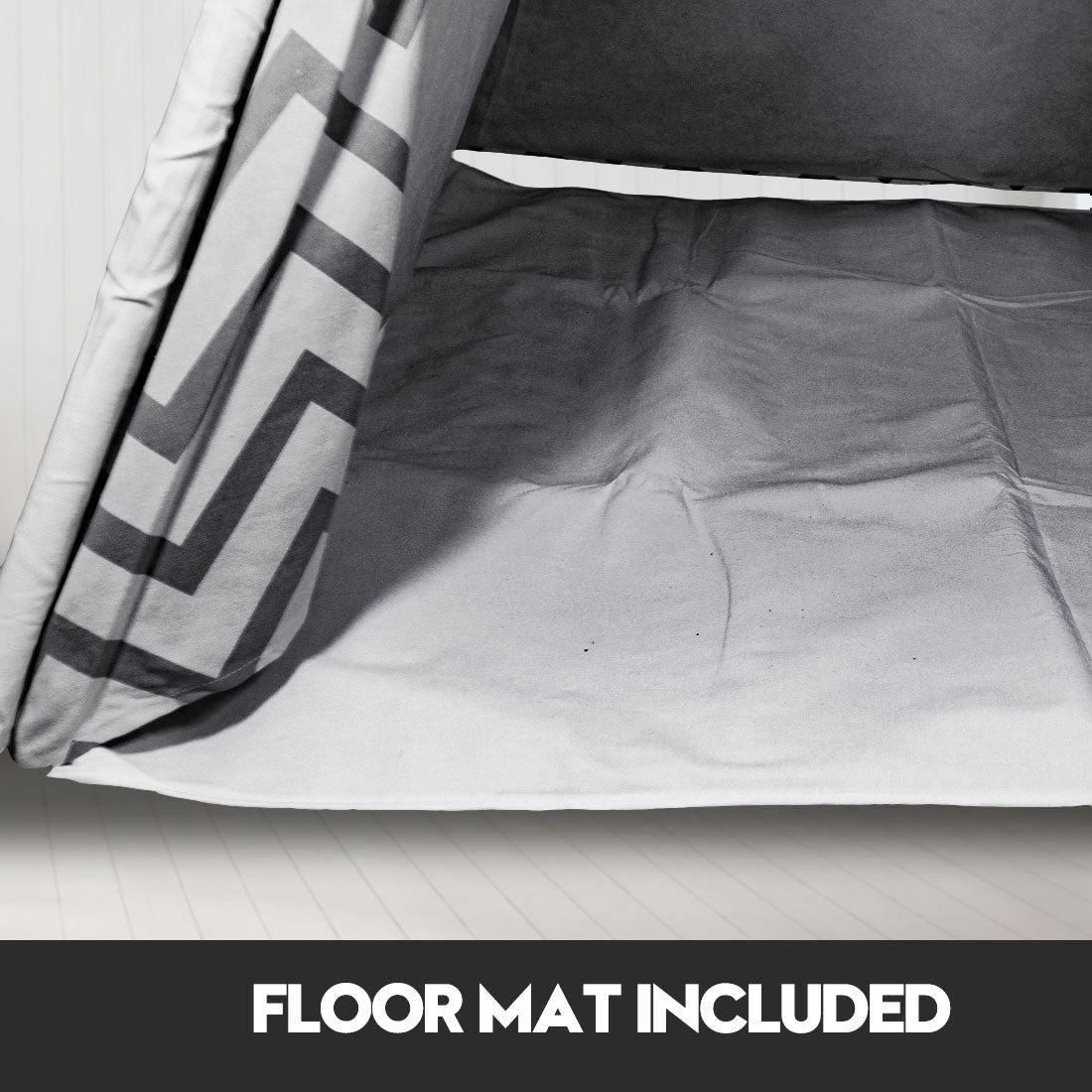 Kids Teepee Play Tent with Floor Mat – Black