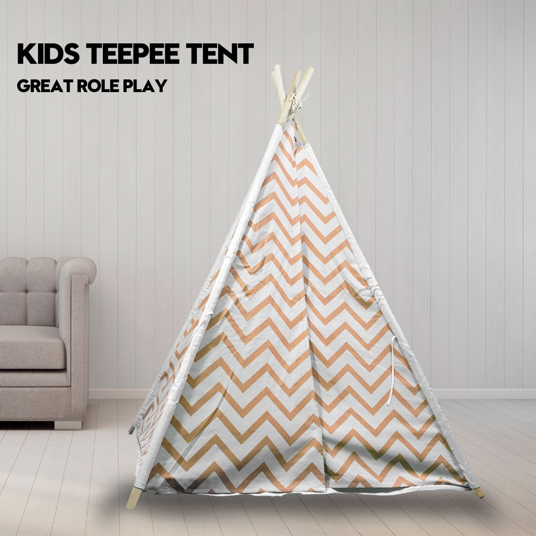 Kids Teepee Play Tent with Floor Mat – Orange