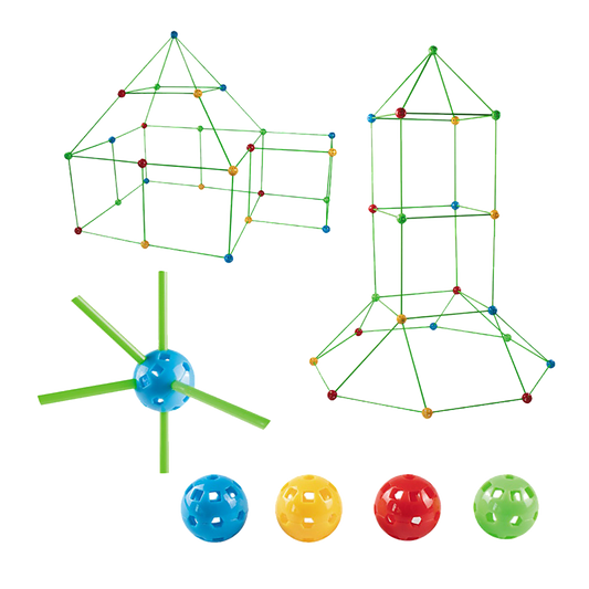 Kids Construction Fort Building Set – 230 Pieces with Tent Cloth