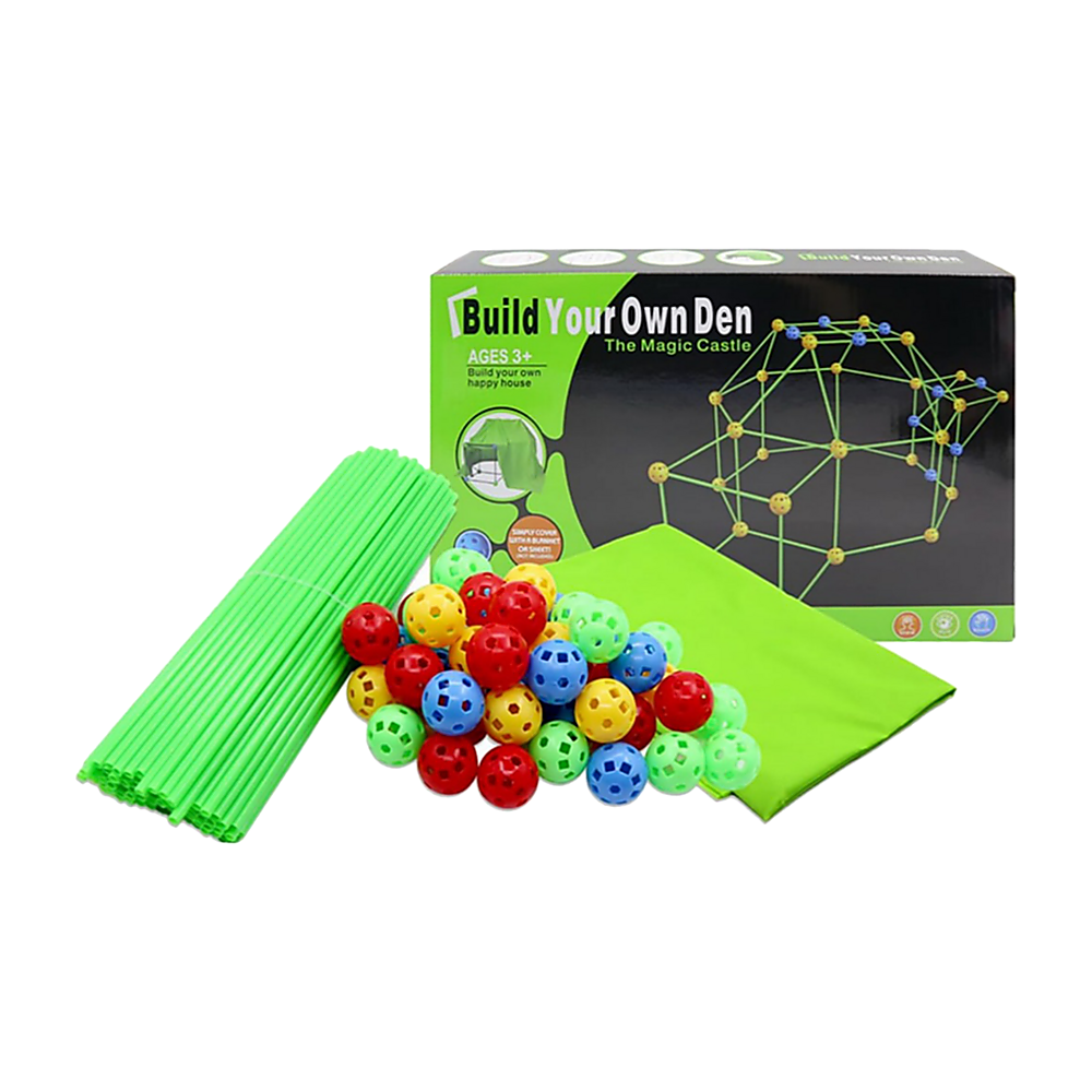 Kids Construction Fort Building Set – 230 Pieces with Tent Cloth