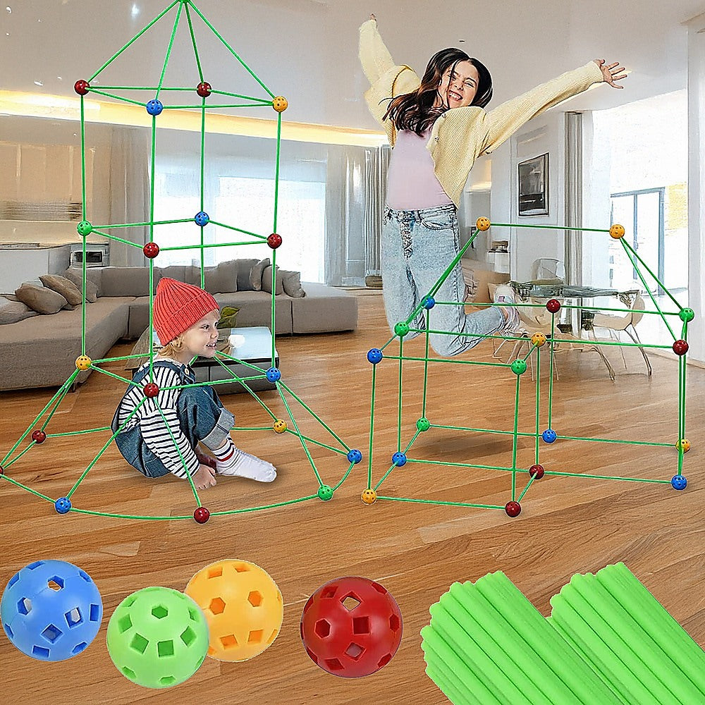 Kids Construction Fort Building Set – 230 Pieces with Tent Cloth