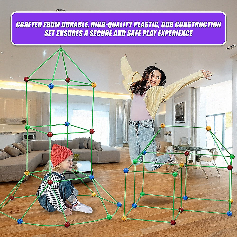 Kids Construction Fort Building Set – 230 Pieces with Tent Cloth