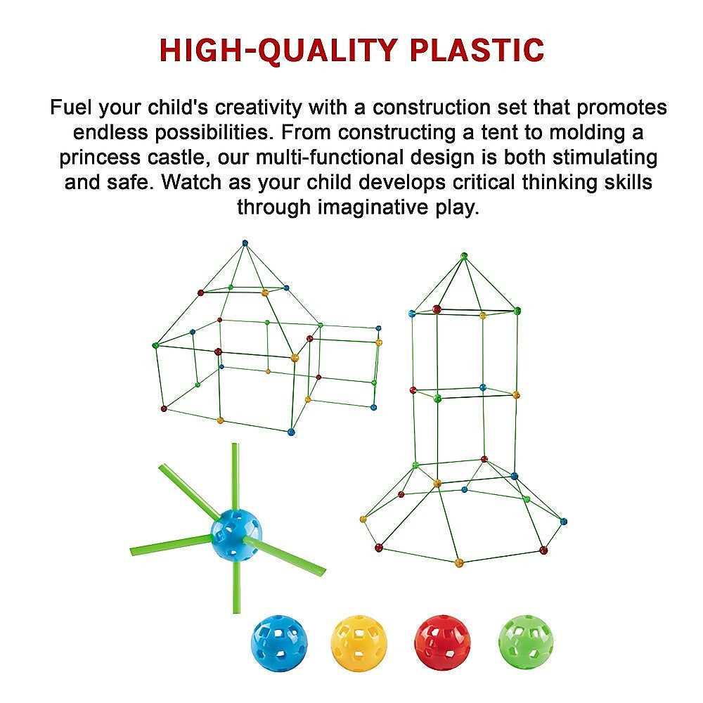 Kids Construction Fort Building Set – 230 Pieces with Tent Cloth