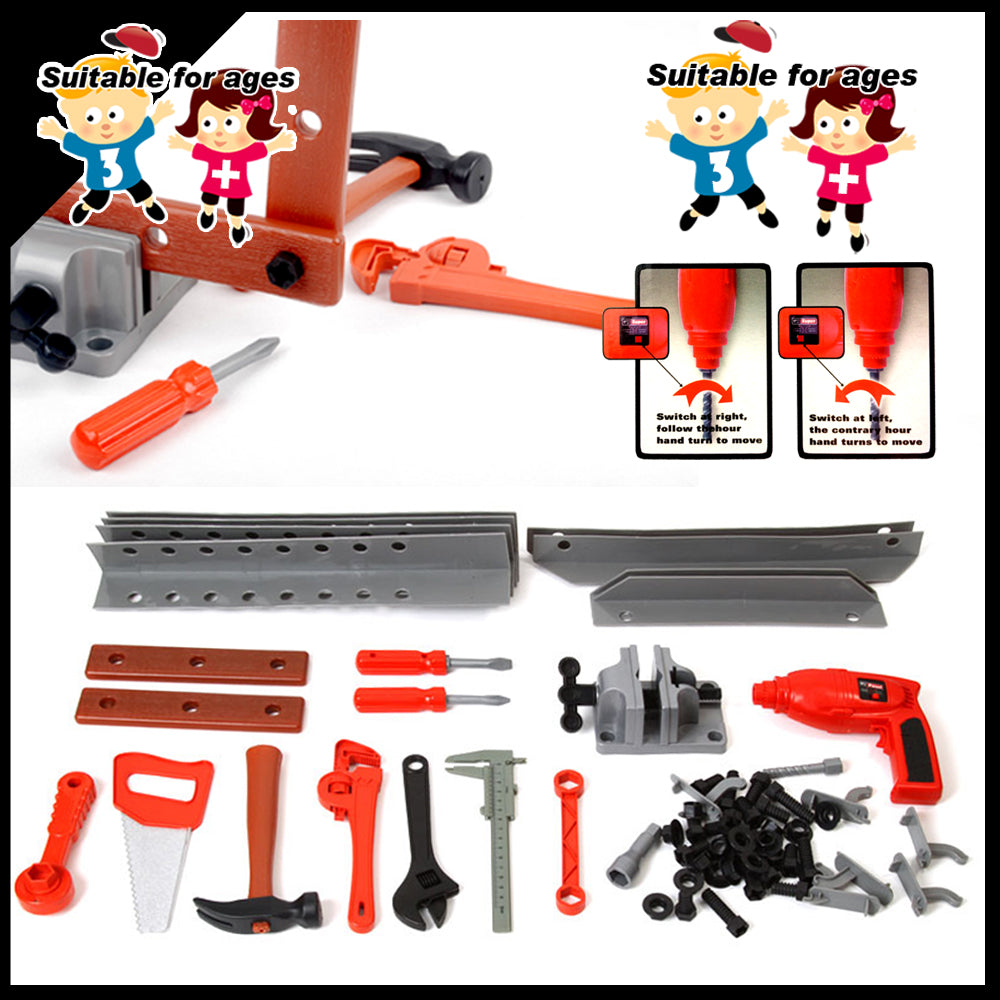 Keezi Kids Tool Bench – 55-Piece Pretend Play Workshop