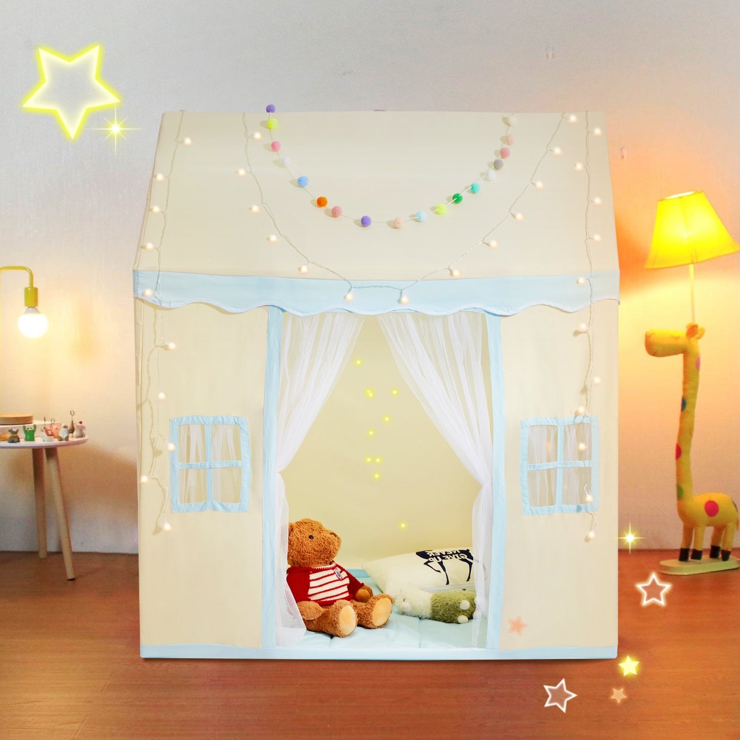 Keezi Kids Play Tent with Mat & Light
