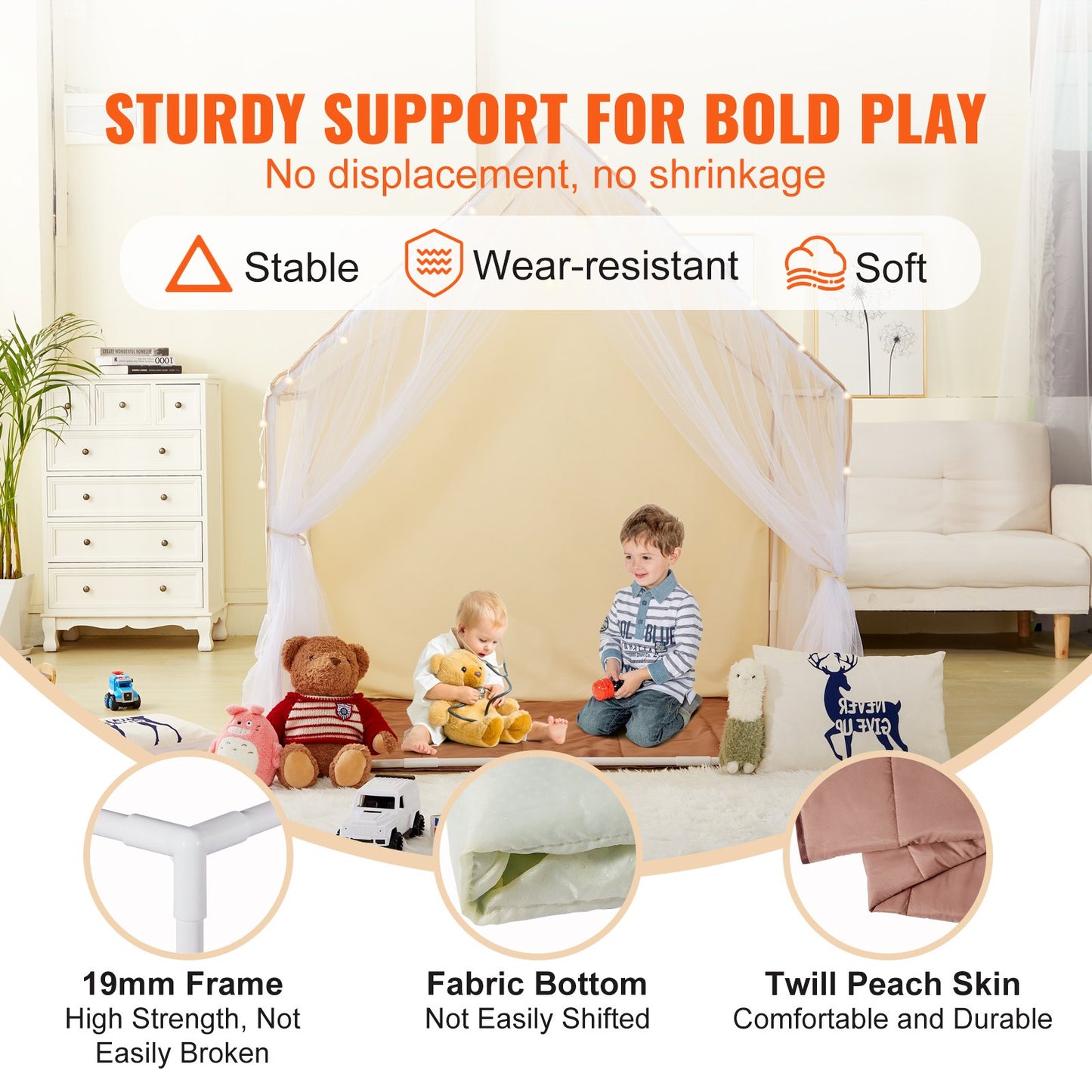 Keezi Kids Play Tent with Mat & Light