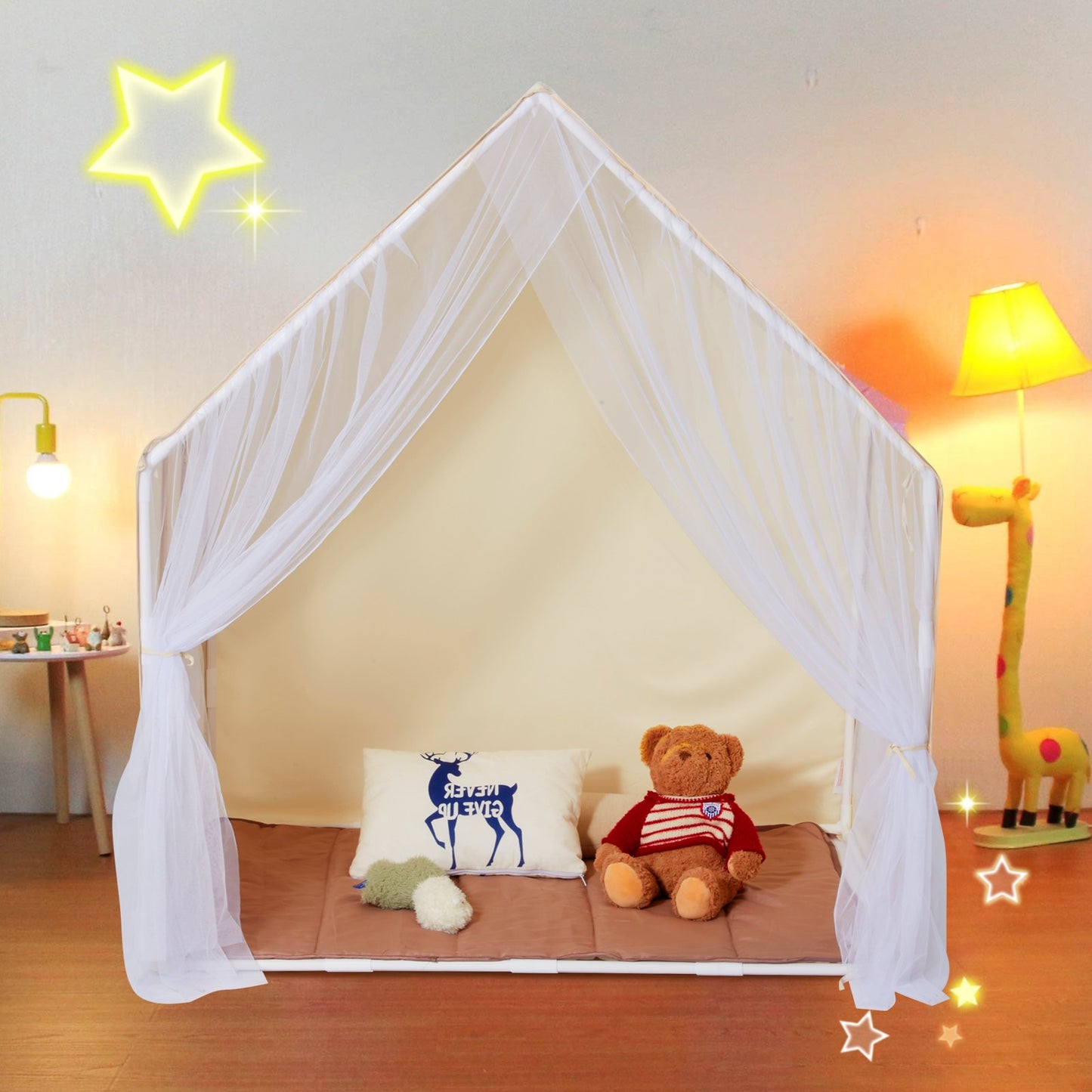 Keezi Kids Play Tent with Mat & Light