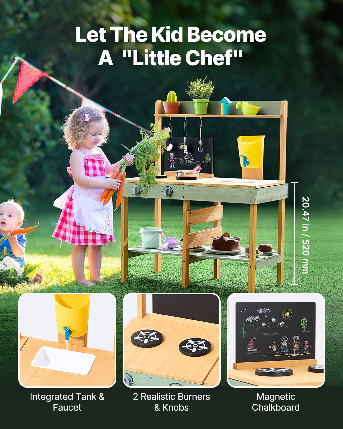 Outdoor Wooden Mud Kitchen with Accessories
