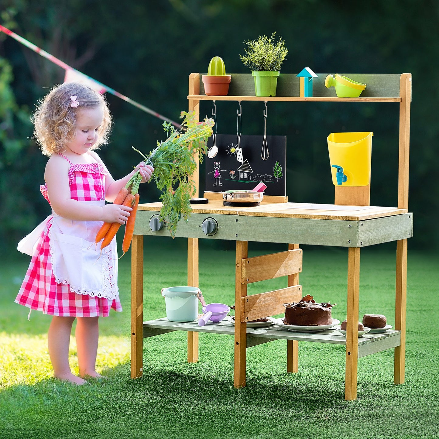 Outdoor Wooden Mud Kitchen with Accessories