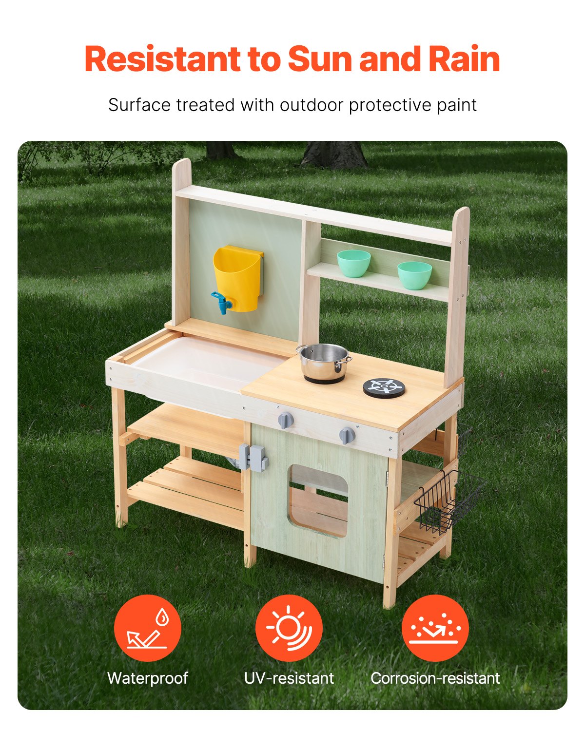 Keezi Outdoor Wooden Mud Kitchen with Accessories