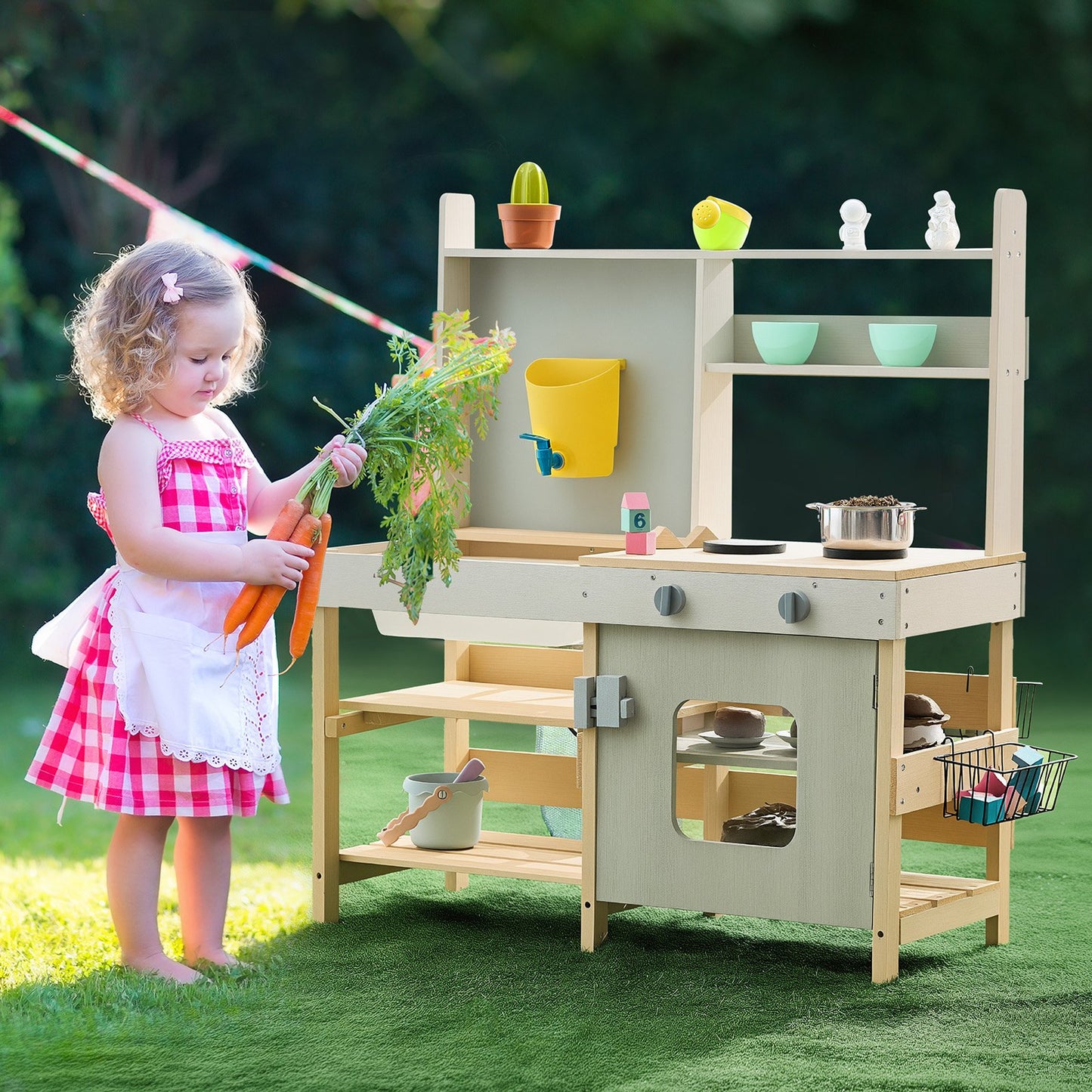 Keezi Outdoor Wooden Mud Kitchen with Accessories